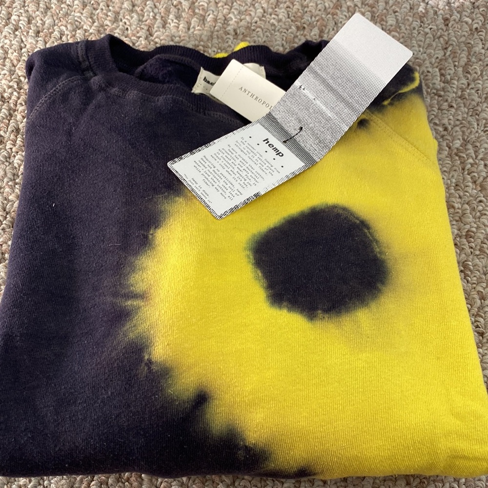 Anthropologie Navy & Yellow Yin Yang Tie-Dye Sweatshirt - Picture 7 of 9